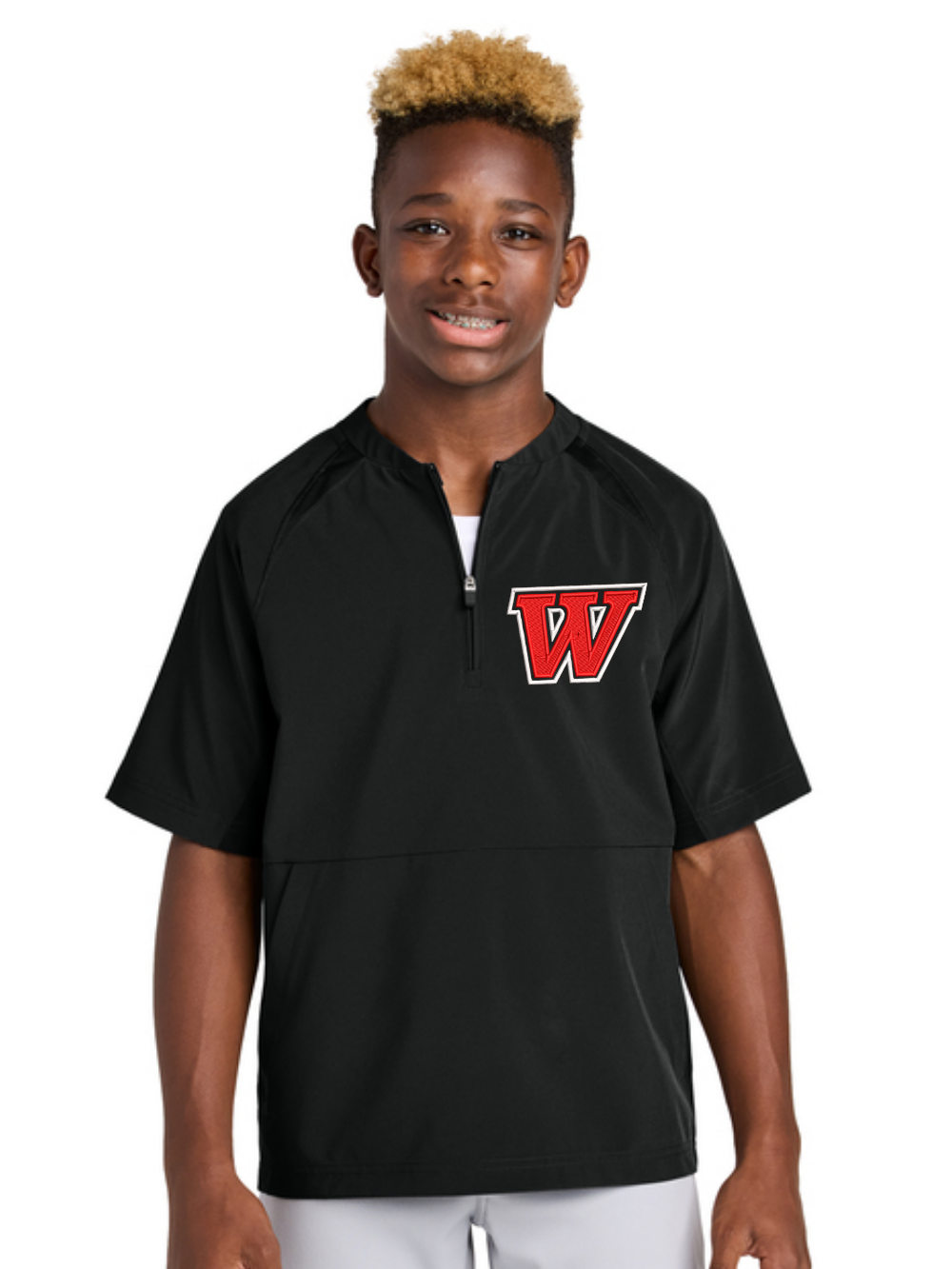 Wadsworth Embroidered Sport-Tek® Repeat 1/2-Zip Youth Short Sleeve Jacket