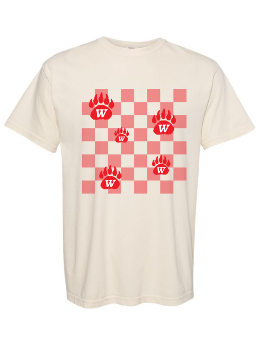 Checkered Grizzly Paw Comfort Colors Graphic T-Shirt