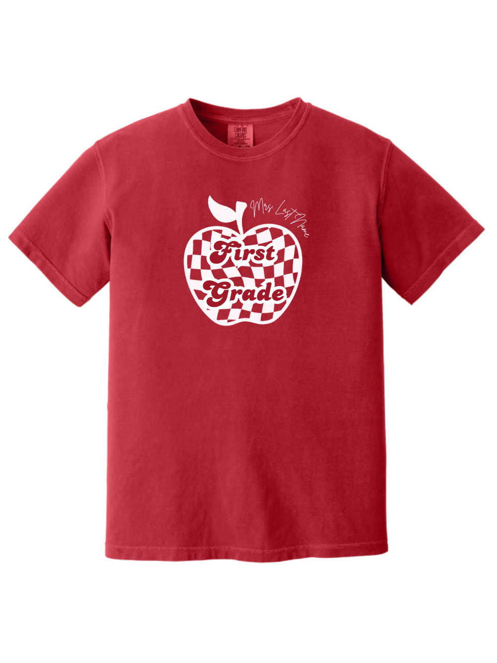 Checkered Apple Custom Grade & Name Comfort Colors Graphic T-Shirt