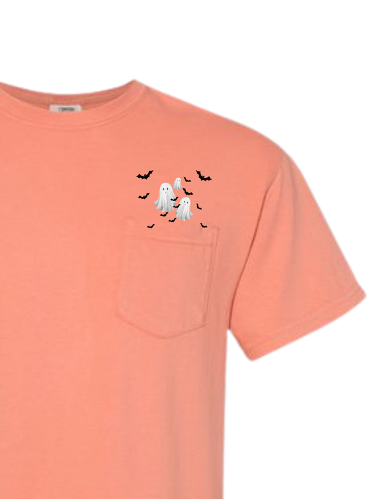 Comfort Colors Embroidered Ghosts & Bats Pocket T-Shirt