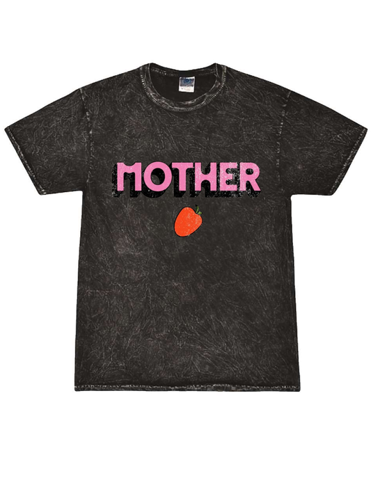Mother Strawberry Graphic Mineral Wash Black T-Shirt