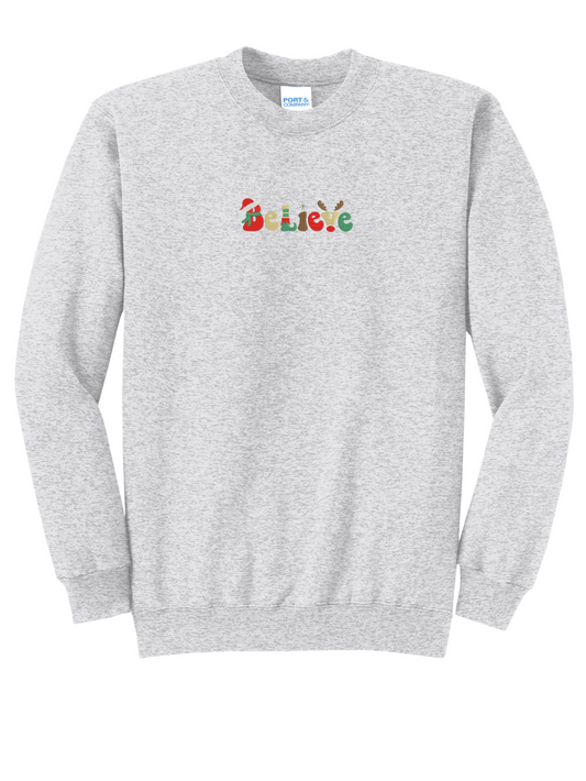 Believe Embroidered Crewneck Sweatshirt