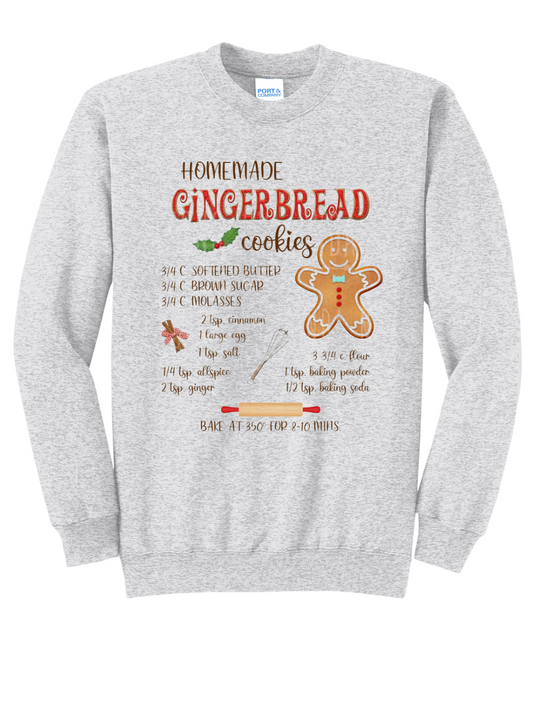 Gingerbread Cookies Recipe Graphic Crewneck Sweatshirt