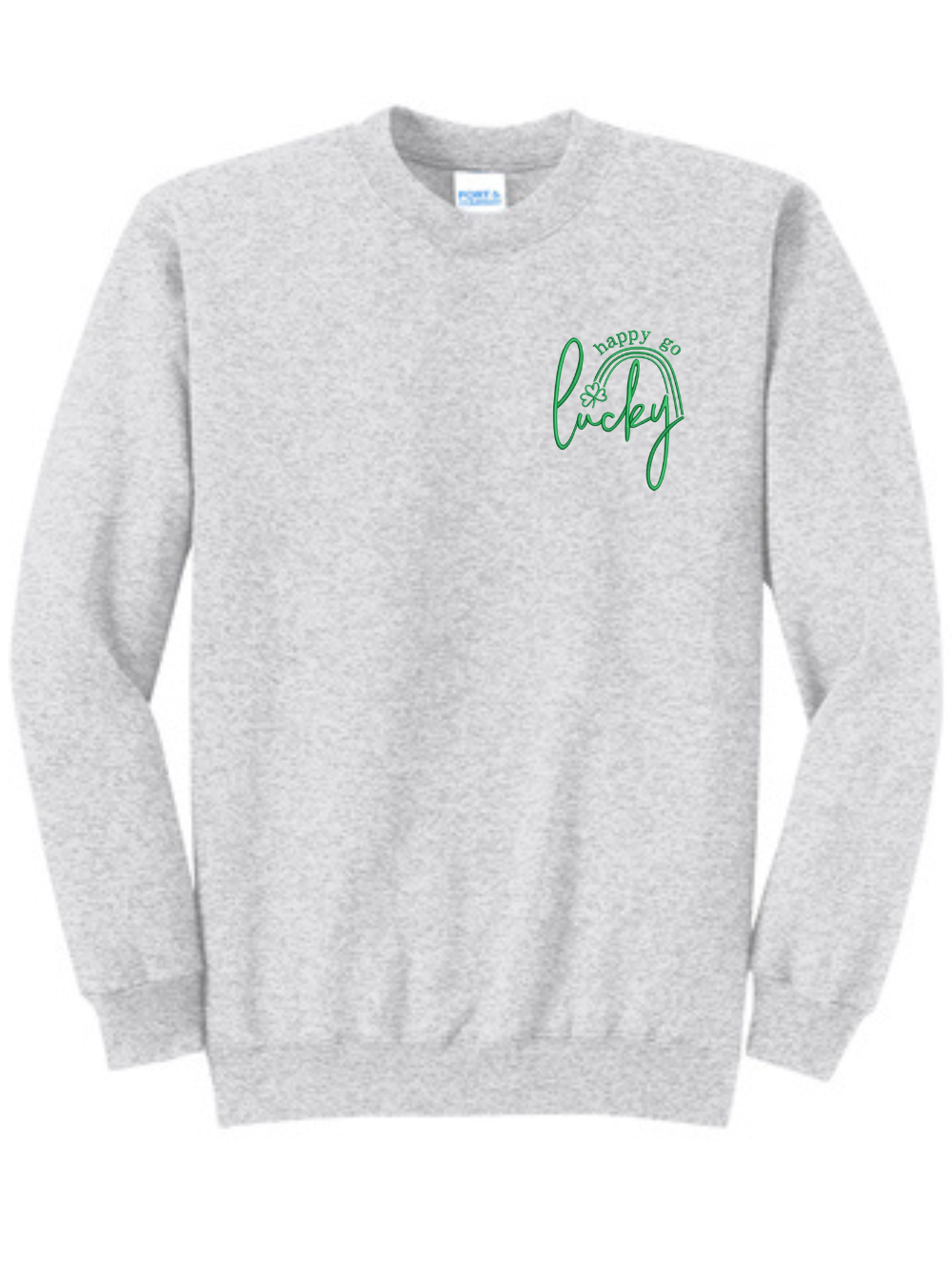 Happy Go Lucky Embroidered Crewneck Sweatshirt