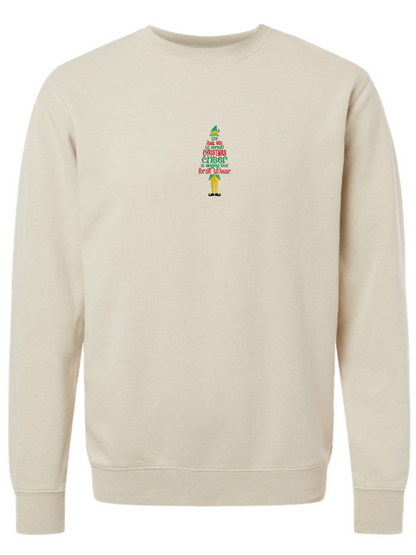 Elf The Best Way To Spread Christmas Cheer Is Singing Loud For All To Hear Embroidered Washed Crewneck Sweatshirt