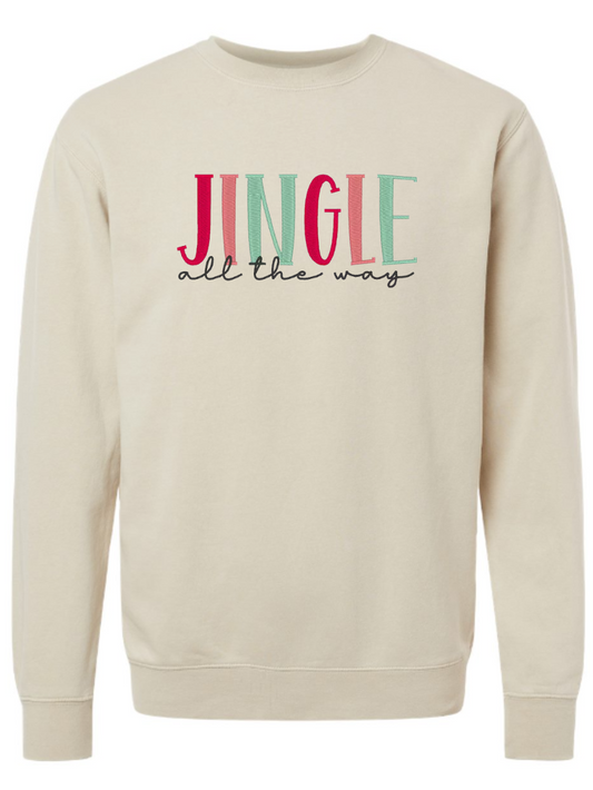 Jingle All The Way Embroidered Washed Crewneck Sweatshirt