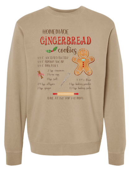 Gingerbread Cookies Recipe Graphic Washed Crewneck Sweatshirt