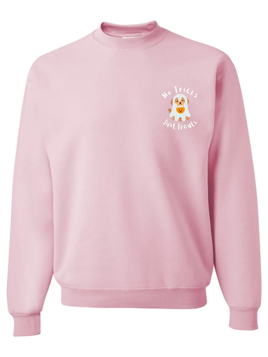 No Tricks Just Treats Puppy Halloween Embroidered Crewneck Fall Sweatshirt