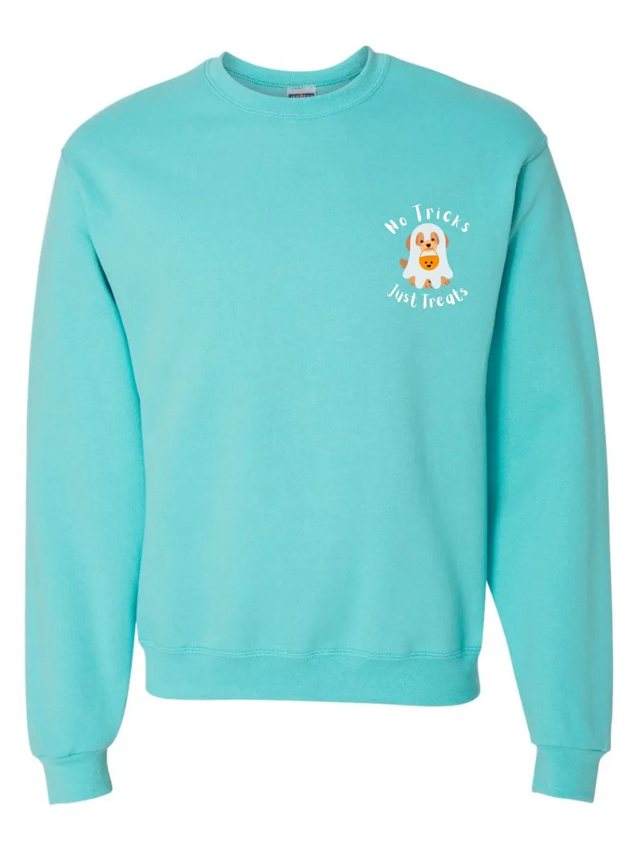 No Tricks Just Treats Puppy Halloween Embroidered Crewneck Fall Sweatshirt
