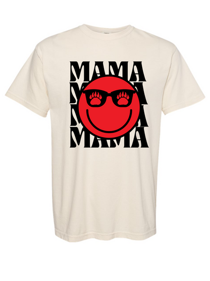 MAMA Sunglasses Smiley Face Grizzly Paw Comfort Colors Graphic T-Shirt