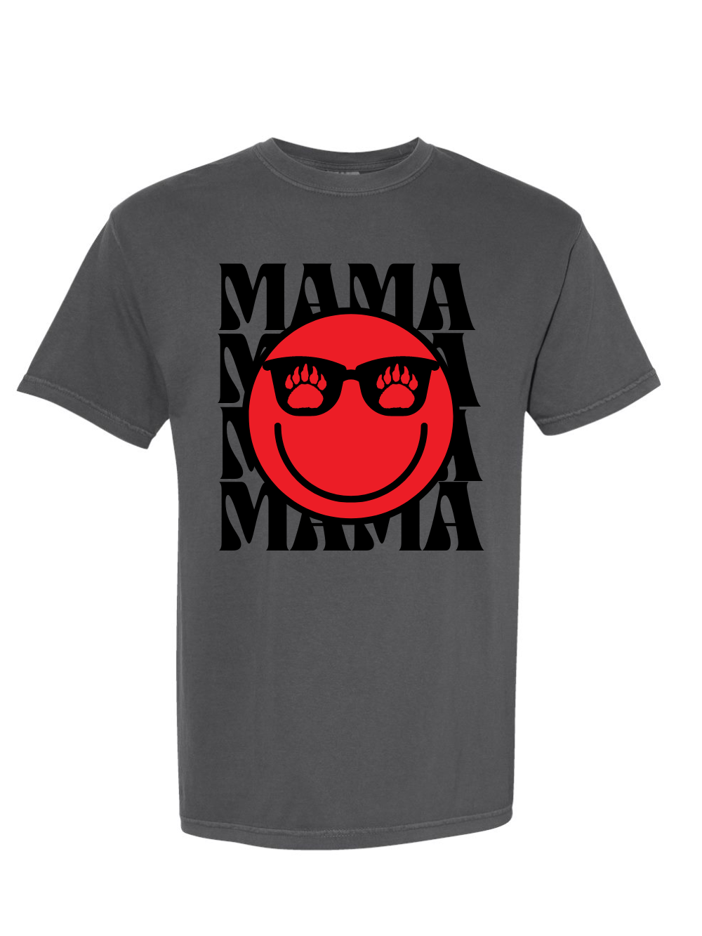 MAMA Sunglasses Smiley Face Grizzly Paw Comfort Colors Graphic T-Shirt