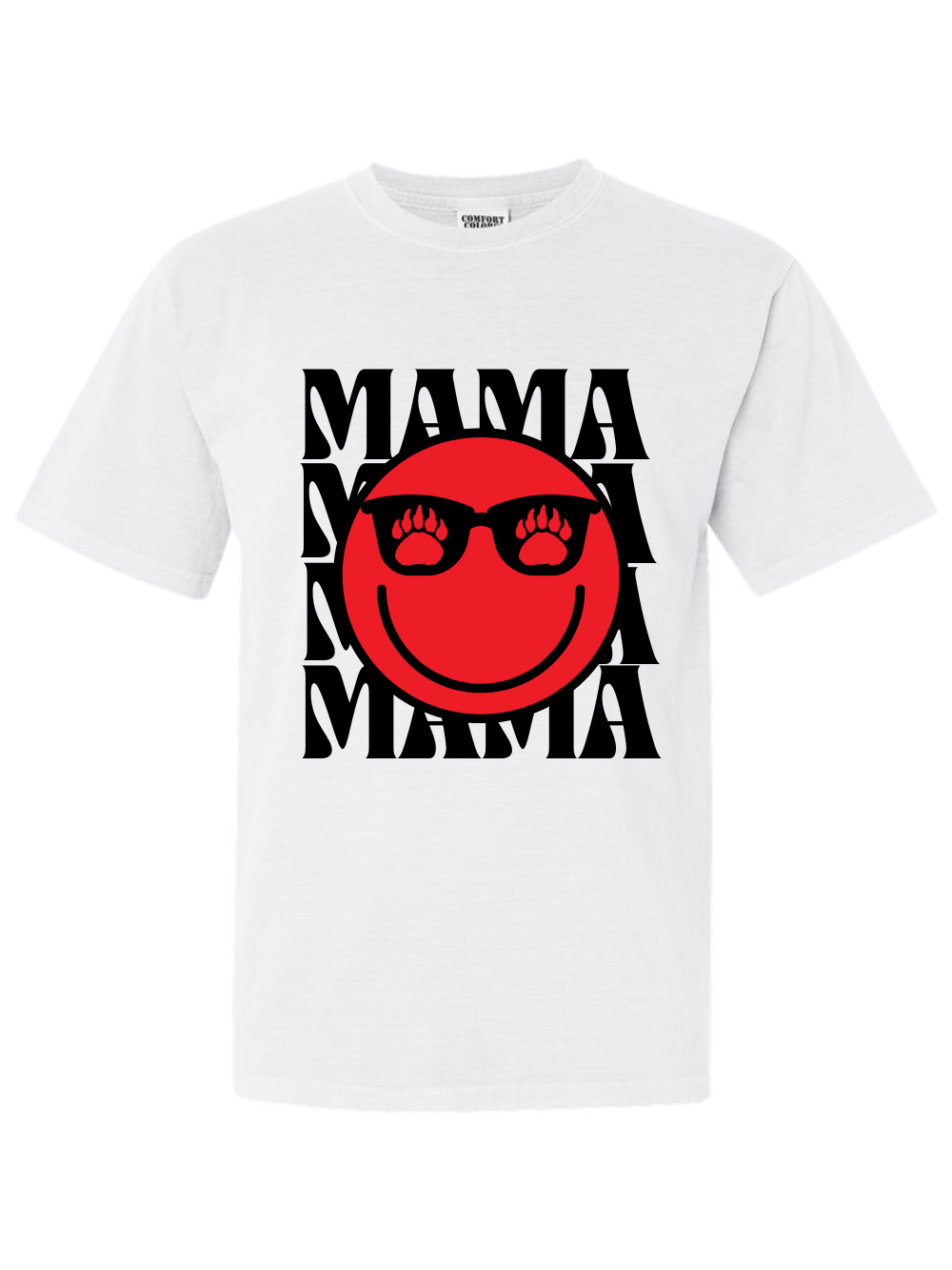 MAMA Sunglasses Smiley Face Grizzly Paw Comfort Colors Graphic T-Shirt