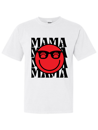 MAMA Sunglasses Smiley Face Grizzly Paw Comfort Colors Graphic T-Shirt